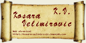 Kosara Velimirović vizit kartica